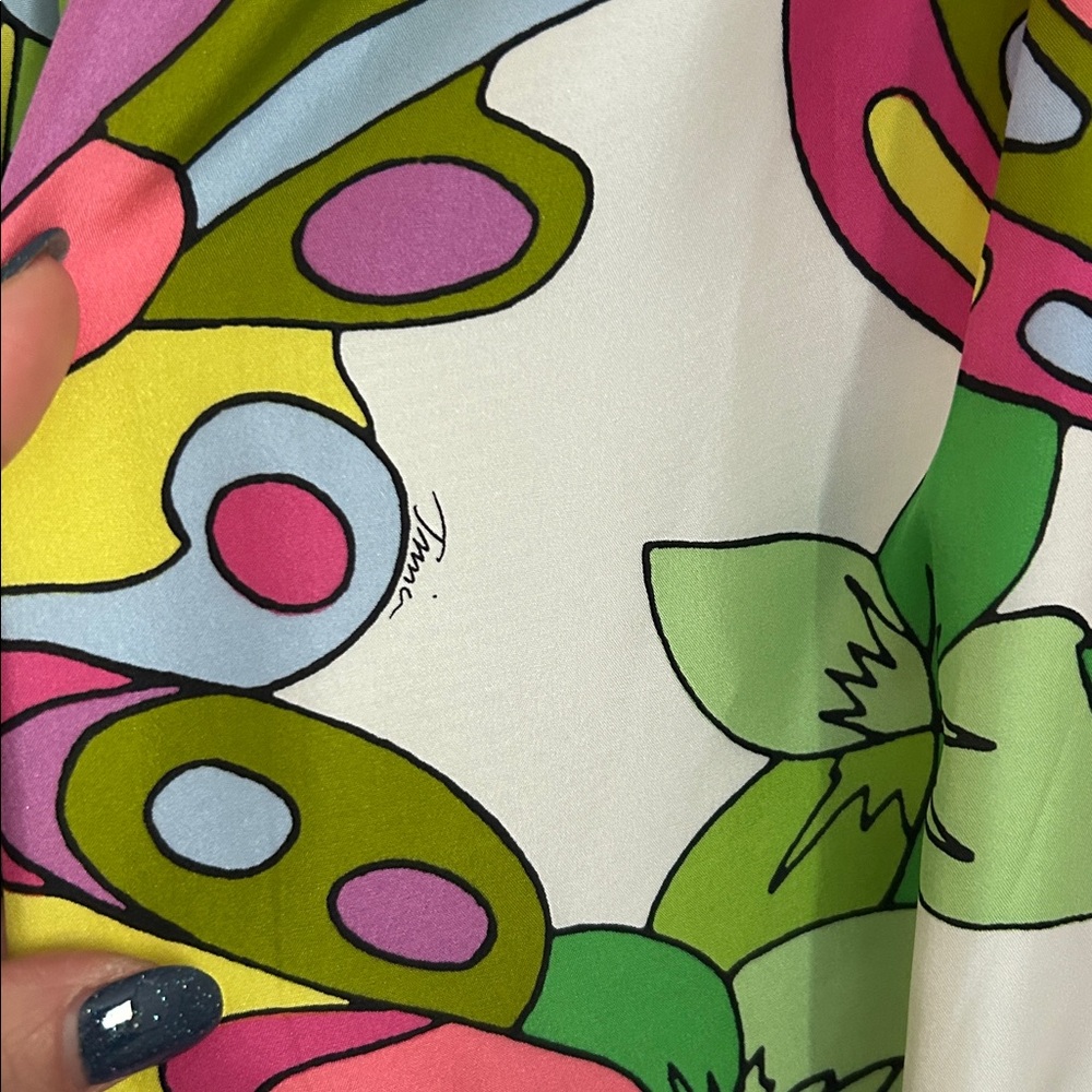 Trina Turk Off the Shoulder HighLow Floral Vibrant Multicolor Silk Dress Size S - Picture 14 of 14